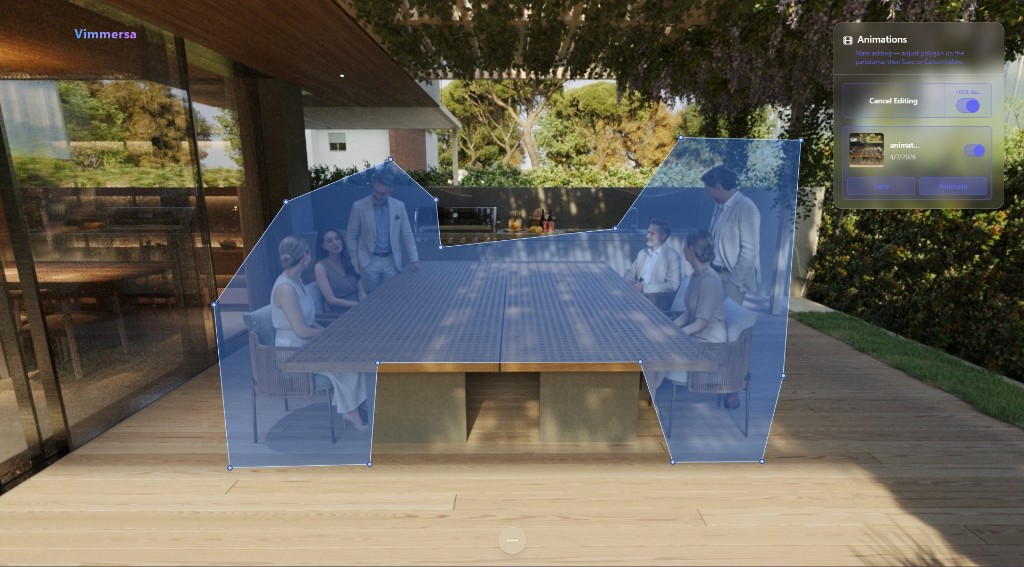 Animated panoramas: mask editing on a 360° panorama with Animations panel